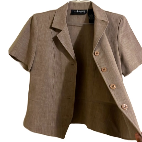 Sag Harbor, Casual Wear, Short Sleeves Pant Suit, Tan/White, 8P - Picture 3 of 12